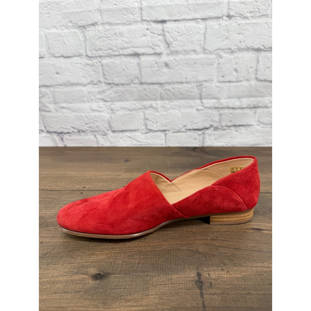 Clarks Pure Tone Red Suede Leather Loafers Flats Sz 9‎ Classic Statement Chic - Picture 8 of 8